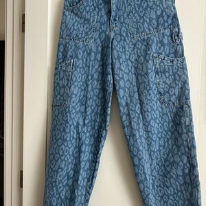 Anthropologie Blue Patterned Flare Jeans